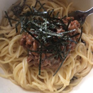 簡単でおいしい納豆と塩昆布のパスタ